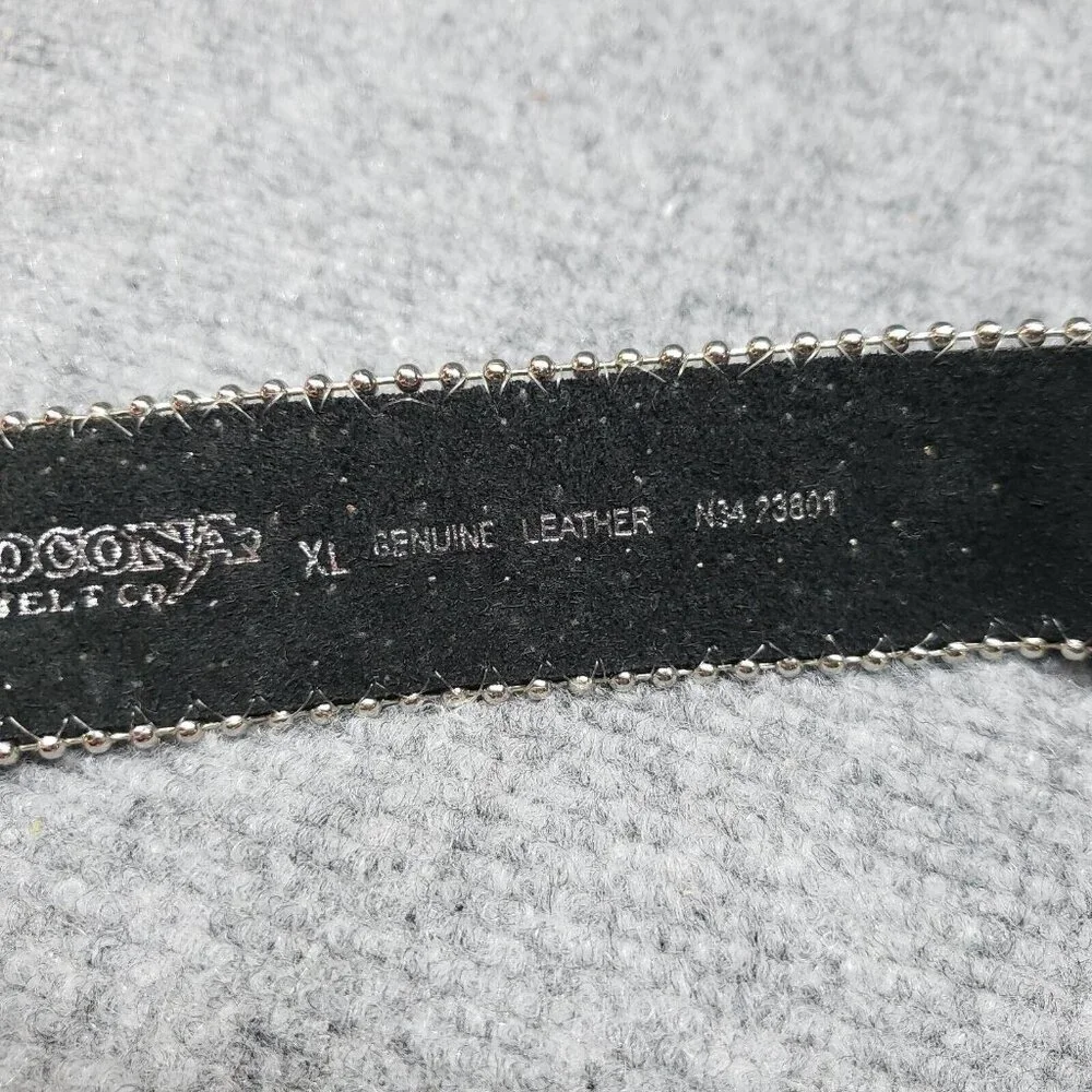 Nocona Belt Womens XL Black Leather Adjustable Western Etched Star Medallion New